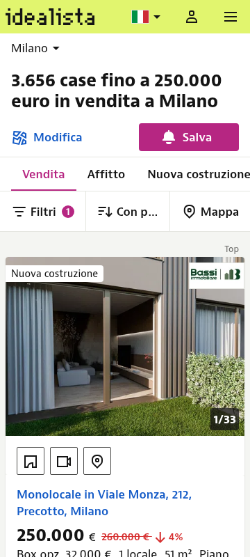 Real listings up to €150k in Milan