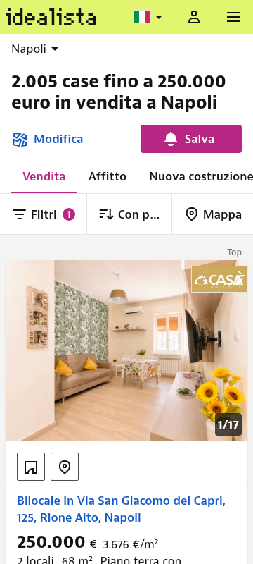 Real listings up to €150k in Naples