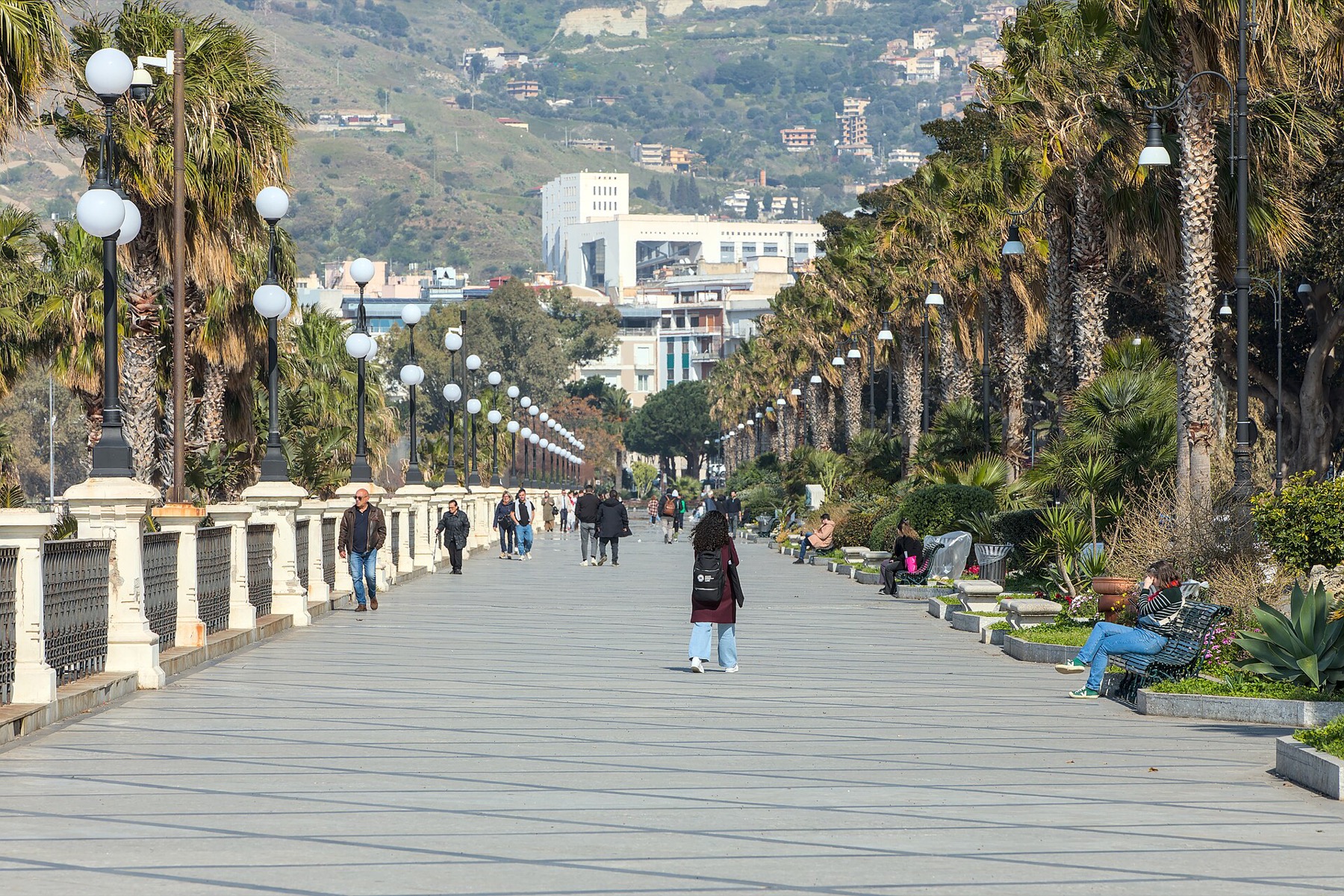 The palm-lined Lungomare Falcomatà, Reggio Calabria’s seafront promenade